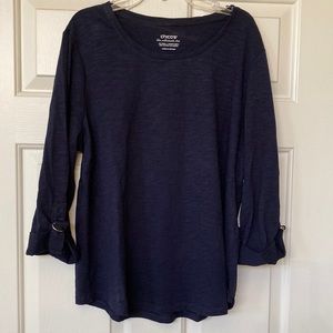 Chicos - Classic Navy Blue Utility Sleeve Detailed Top 3/4 Sleeves - NWT